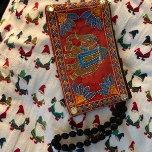 Two pocket red change purse/wristlet bag